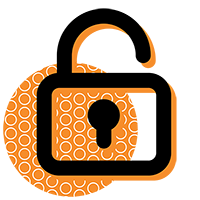 Enterprise Connect 2023 Security Compliance Icon featuring a lock over an orange circle